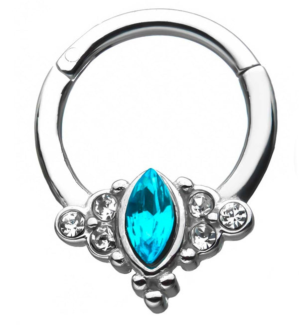 Elliptic Aqua Gem Hinged Segment Ring