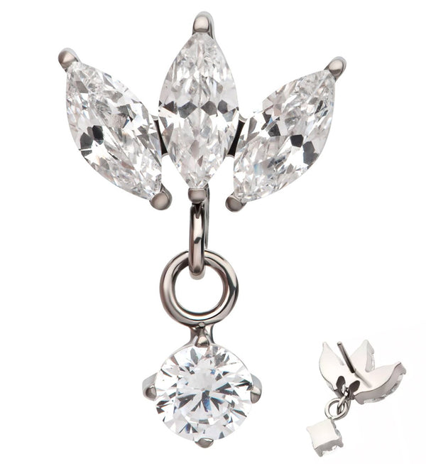 Empress Dangle Prong CZ Threadless Titanium Top