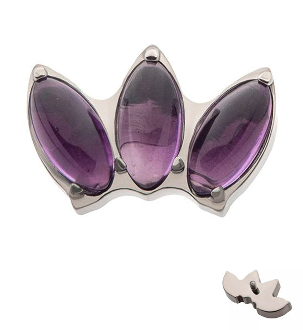 Empress Triple Amethyst Stone Internally Threaded Titanium Top