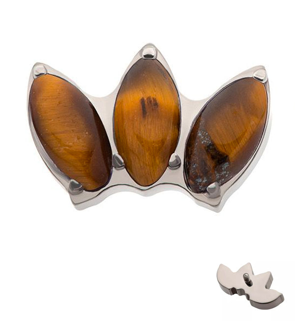 Empress Triple Tiger Eye Stone Internally Threaded Titanium Top