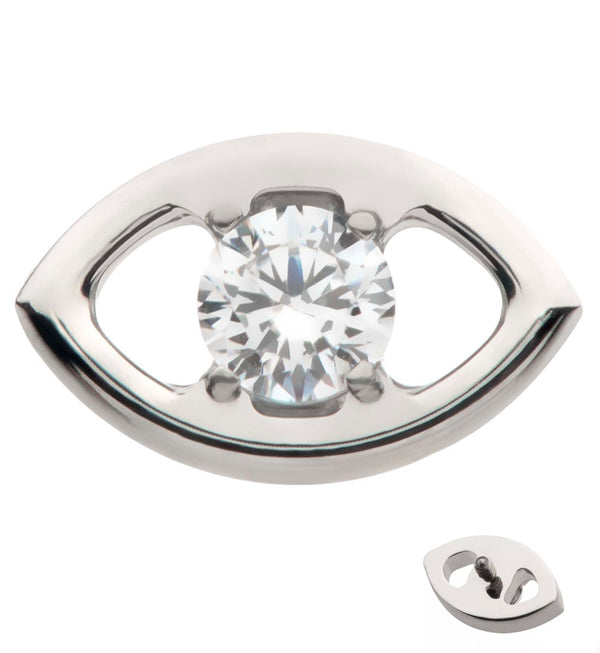 Eye Clear CZ Internally Threaded Titanium Top