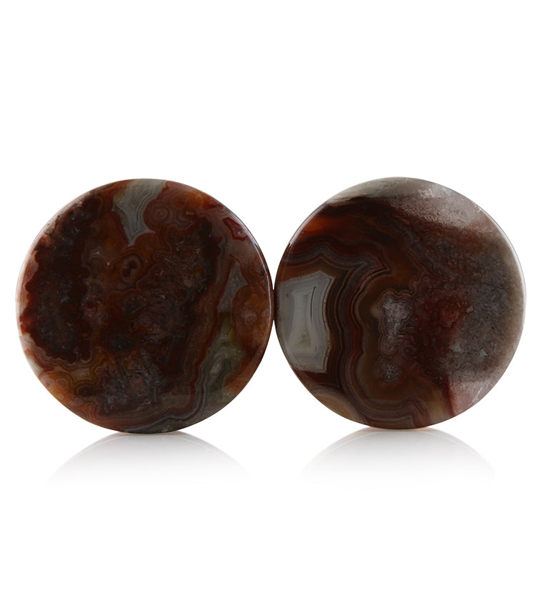 Laguna Lace Agate Stone Plugs 1 Inch (25mm) Version 9