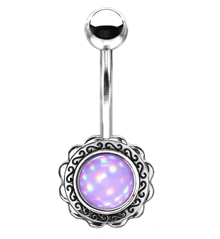 Purple Escent Filigree Belly Button Ring