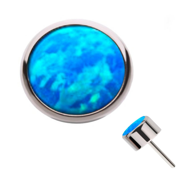 Blue Opalite Flat Bezel Titanium Threadless Top