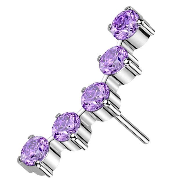 Flex Amethyst CZ Threadless Titanium Top