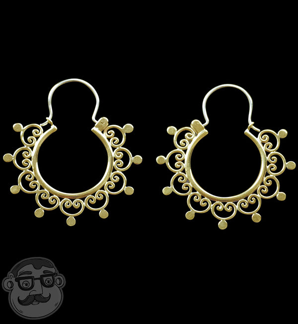 18G Florid Brass Hoop Earrings