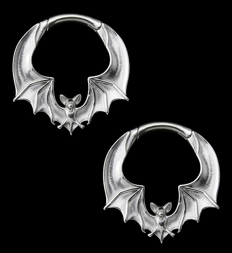 Flying Bat Stainless Steel Hinged Ear Weights | UrbanBodyJewelry.com