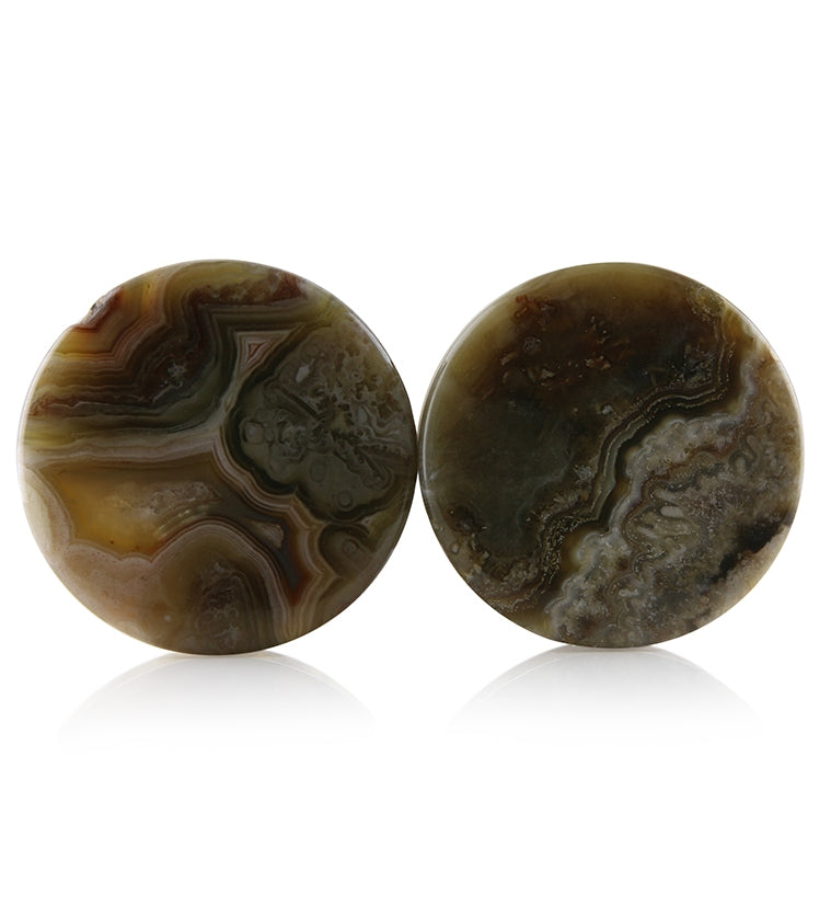 Laguna Lace Agate Stone Plugs 1 Inch (25mm) Version 10