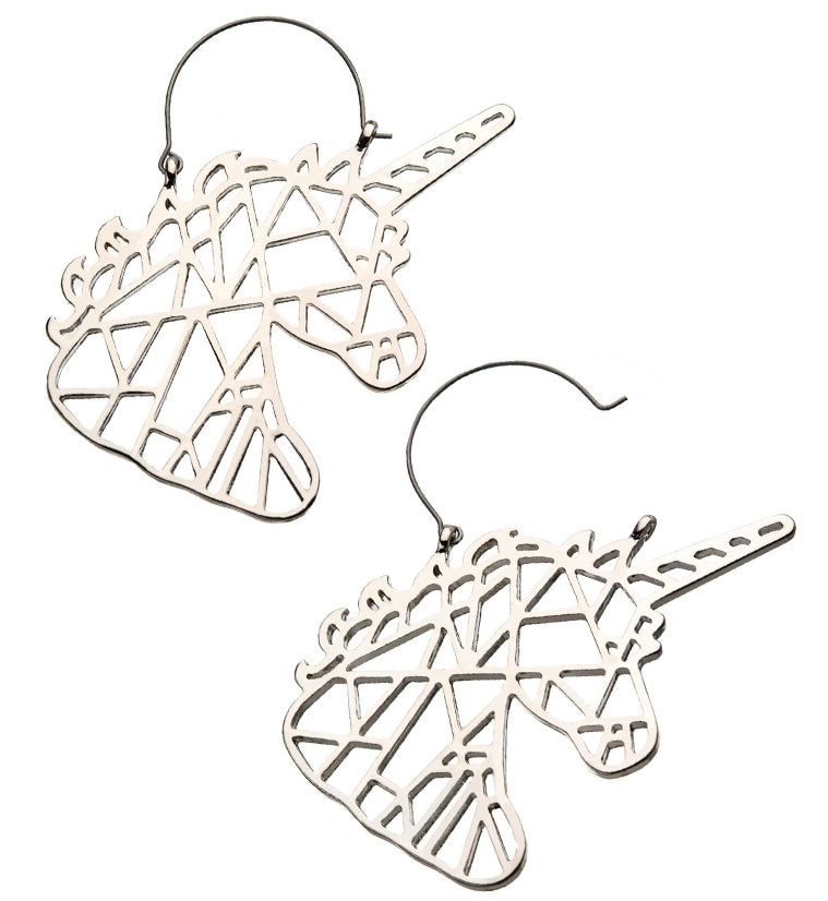 Geometric Unicorn Plug Hoops