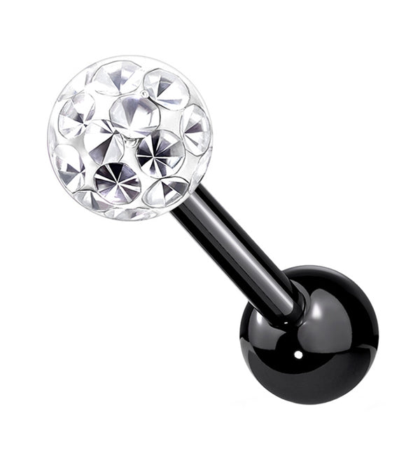 Black PVD Glitter Ball Cartilage Barbell