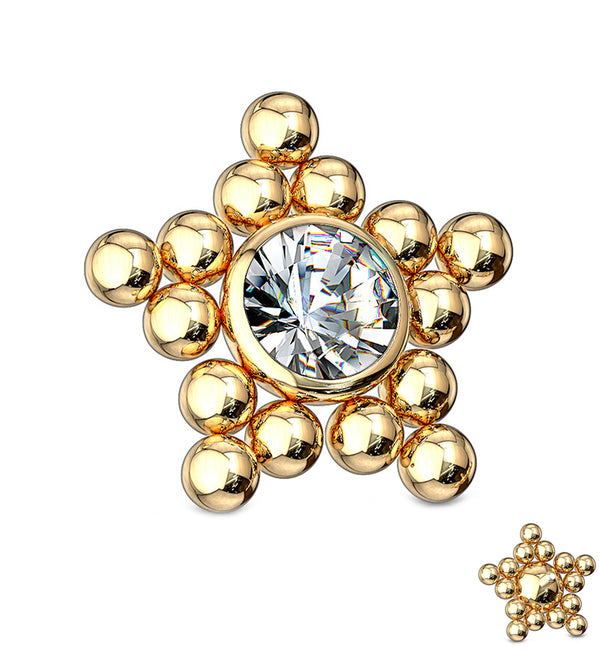 Gold Beaded Star CZ Threaded End