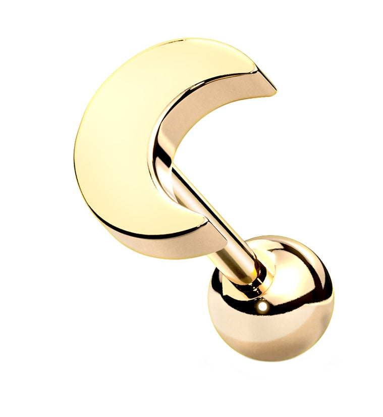 Gold PVD Crescent Moon Cartilage Barbell