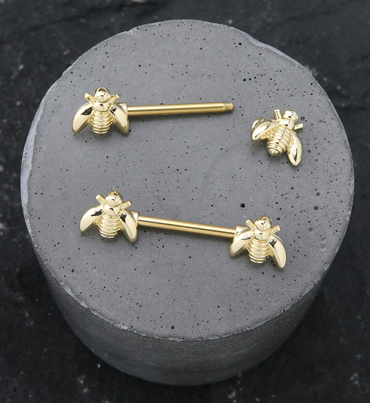 Gold PVD Bee Nipple Barbell