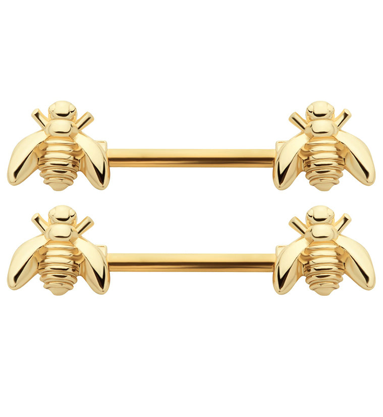 Gold PVD Bee Nipple Barbell