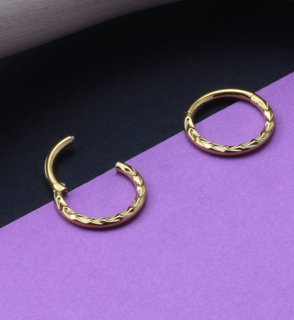 Gold PVD Braided Hinged Segment Ring