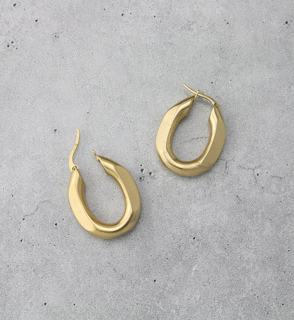 Gold PVD Faceted Stainless Steel Hoop Earrings