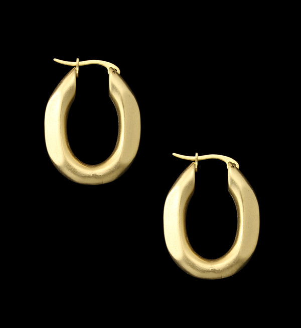 Gold PVD Faceted Stainless Steel Hoop Earrings