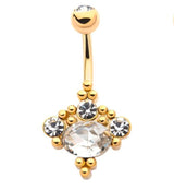 Gold PVD Opulent CZ Belly Button Ring