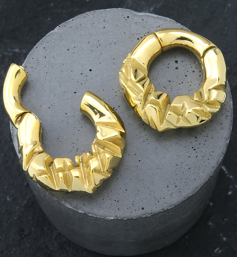 Gold PVD Slash Hinged Ear Weights