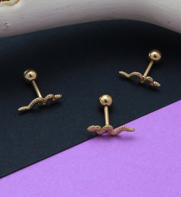 Gold PVD Snake Cartilage Barbell