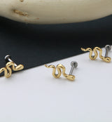 Gold PVD Snake Labret Post