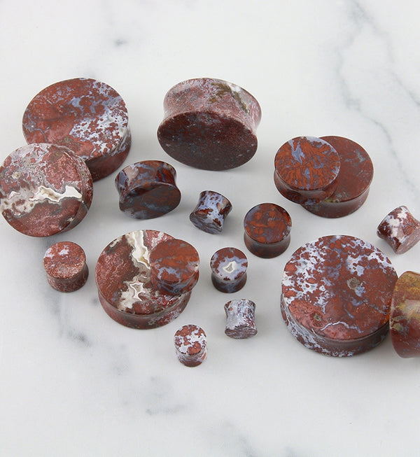 Grade A Red Moss Agate Stone Plugs