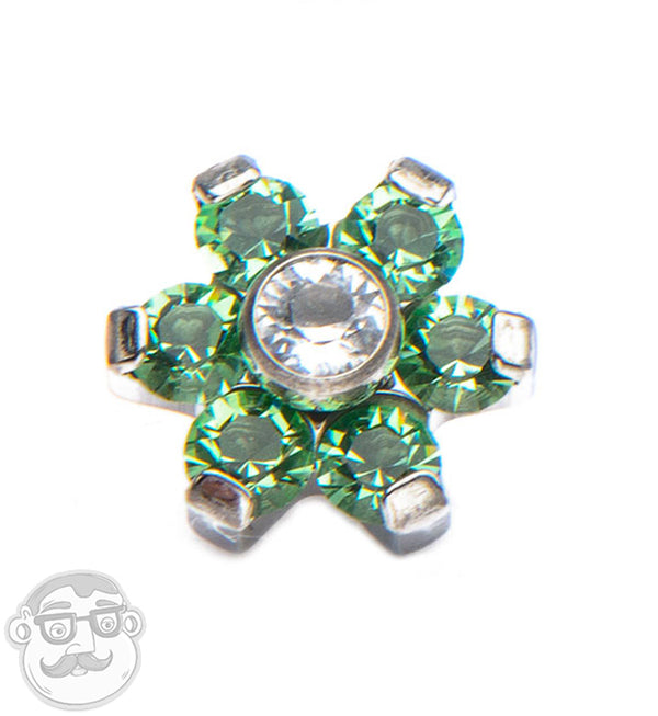 Green & Clear Floret Titanium Threaded End