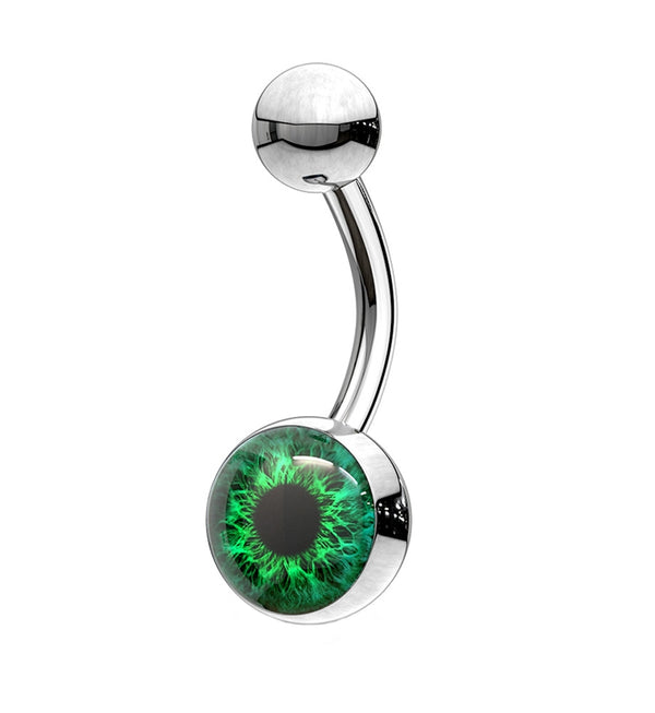 Green Eyeball Belly Button Ring