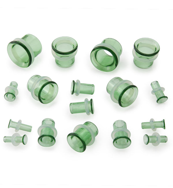 Green Glass Single Flare Tunnels