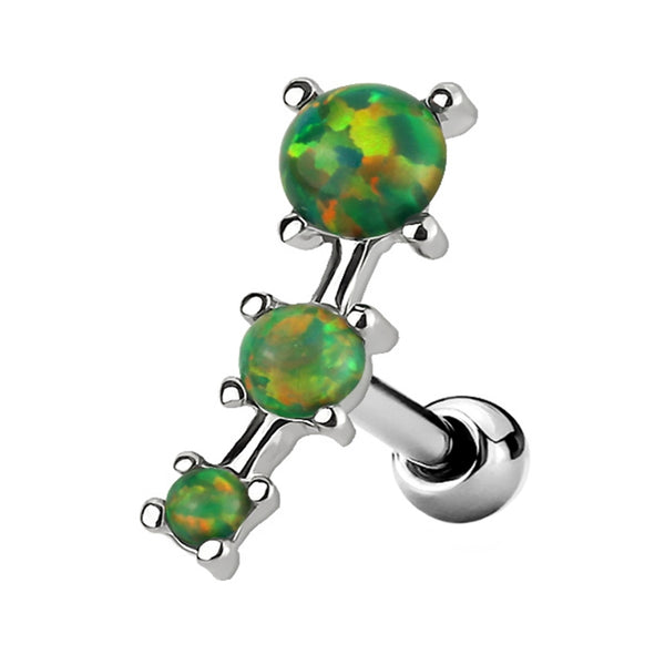 Triple Green Opalite Ball Cartilage Barbell