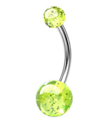 Green UV Glitter Ball Belly Button Ring