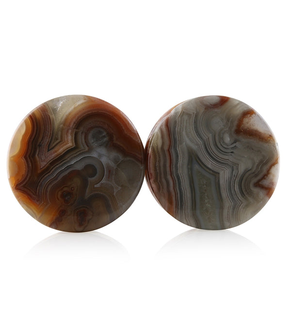 Laguna Lace Agate Stone Plugs 1 Inch (25mm) Version 11