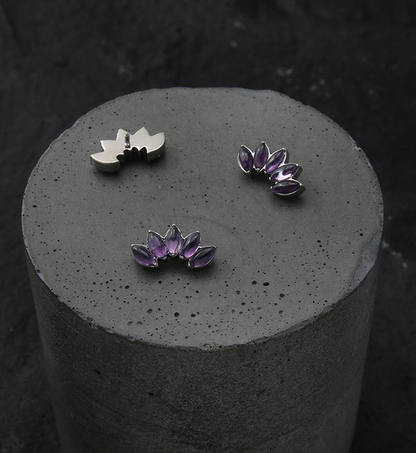 Half Crown Amethyst Stone Internally Threaded Titanium Top