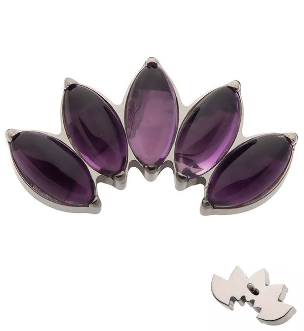 Half Crown Amethyst Stone Internally Threaded Titanium Top