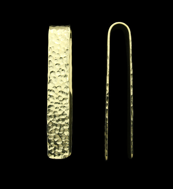 Hammered Drop Bar Brass Ear Weights