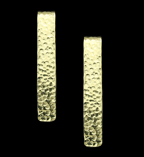 Hammered Drop Bar Brass Ear Weights