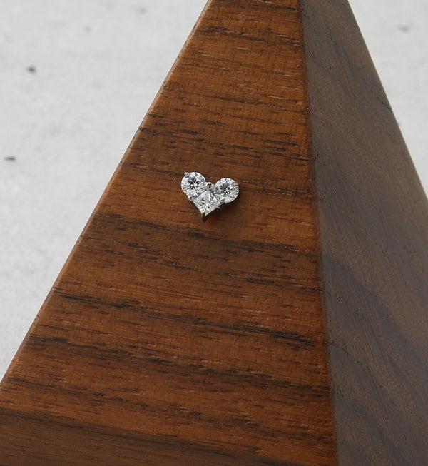 Heart CZ Internally Threaded Titanium Top