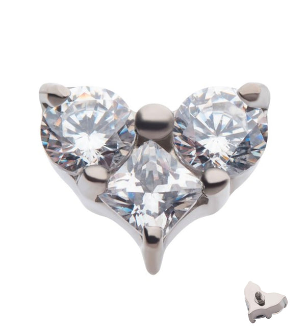 Heart CZ Internally Threaded Titanium Top