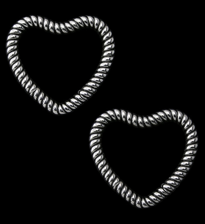 Heart Rope Stainless Steel Hinged Ear Weights UrbanBodyJewelry