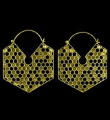 18G Honeycomb Hexagon Brass Earrings