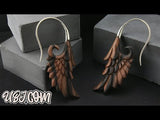 18G Cherub Wing White Brass Areng Wood Hangers / Earrings