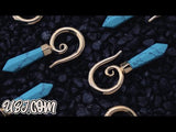 Turquoise Cutlas Brass Ear Weights