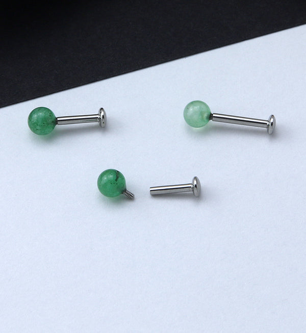 Jade Green Stone Ball Top Internally Threaded Labret