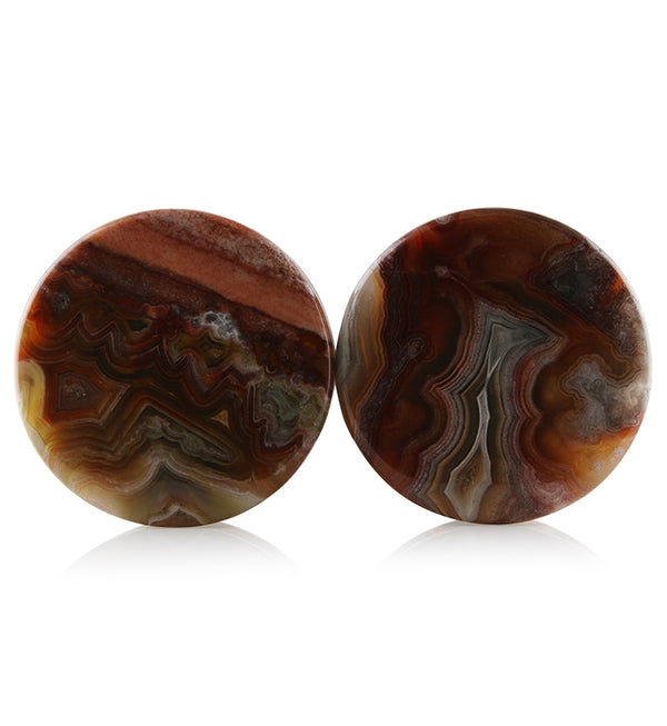 Laguna Lace Agate Stone Plugs 1 Inch (25mm) Version 13