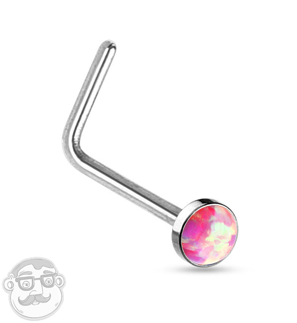 20G Pink Opal L Shape Nose Stud