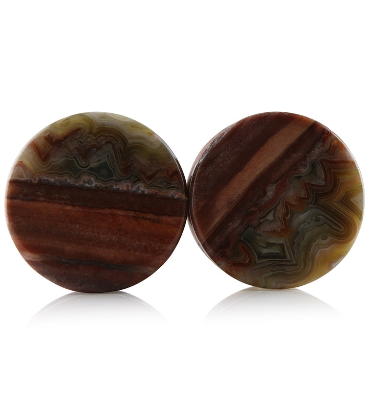 Laguna Lace Agate Stone Plugs 1 Inch (25mm) Version 14