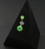 Lime Green UV Glitter Ball Belly Button Ring