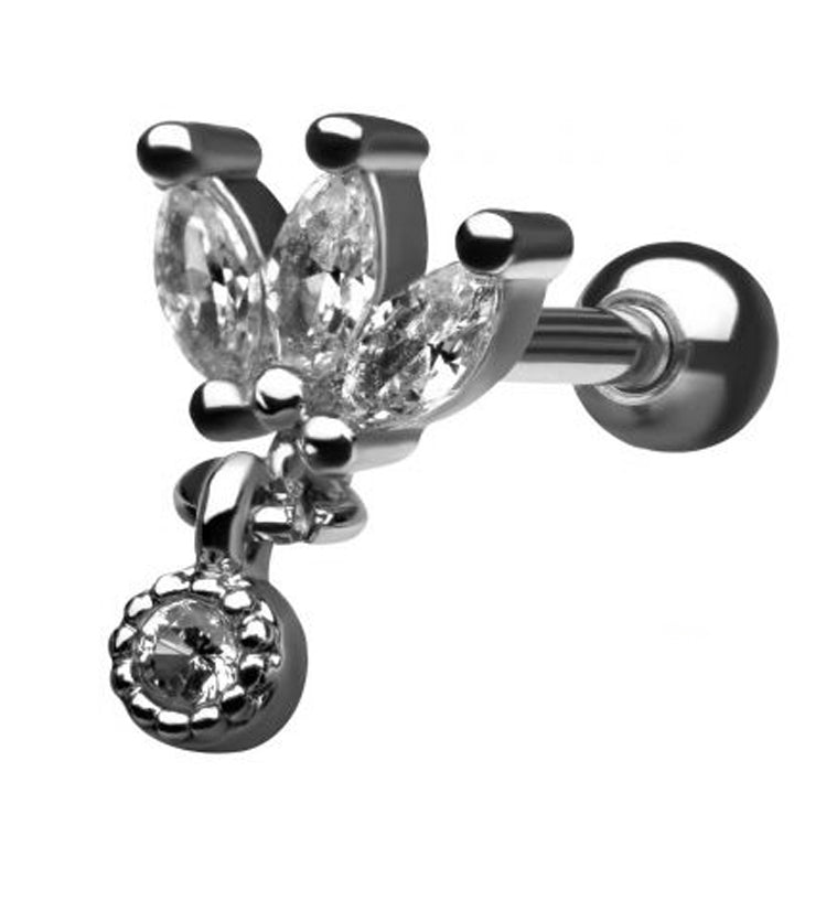 18G Lotus CZ Dangle Cartilage Barbell