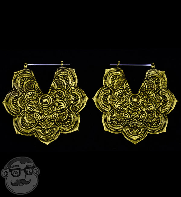 14G Mandala Brass Ear Weights