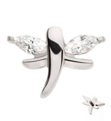 Mini Dragonfly Clear CZ Titanium Internally Threaded Top